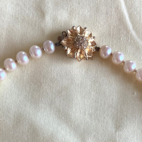 Long Genuine Pearl Hand-Knotted Necklace - Vintage - Picture 3 of 7